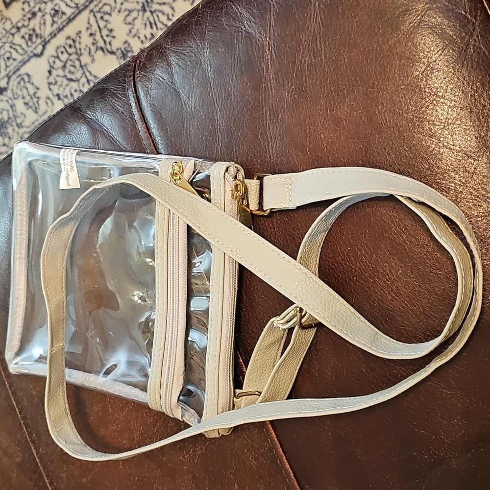 Clear Crossbody Purse with Adjustable Strap Gray Trim Stadium approved Event Bag - Picture 8 of 8
